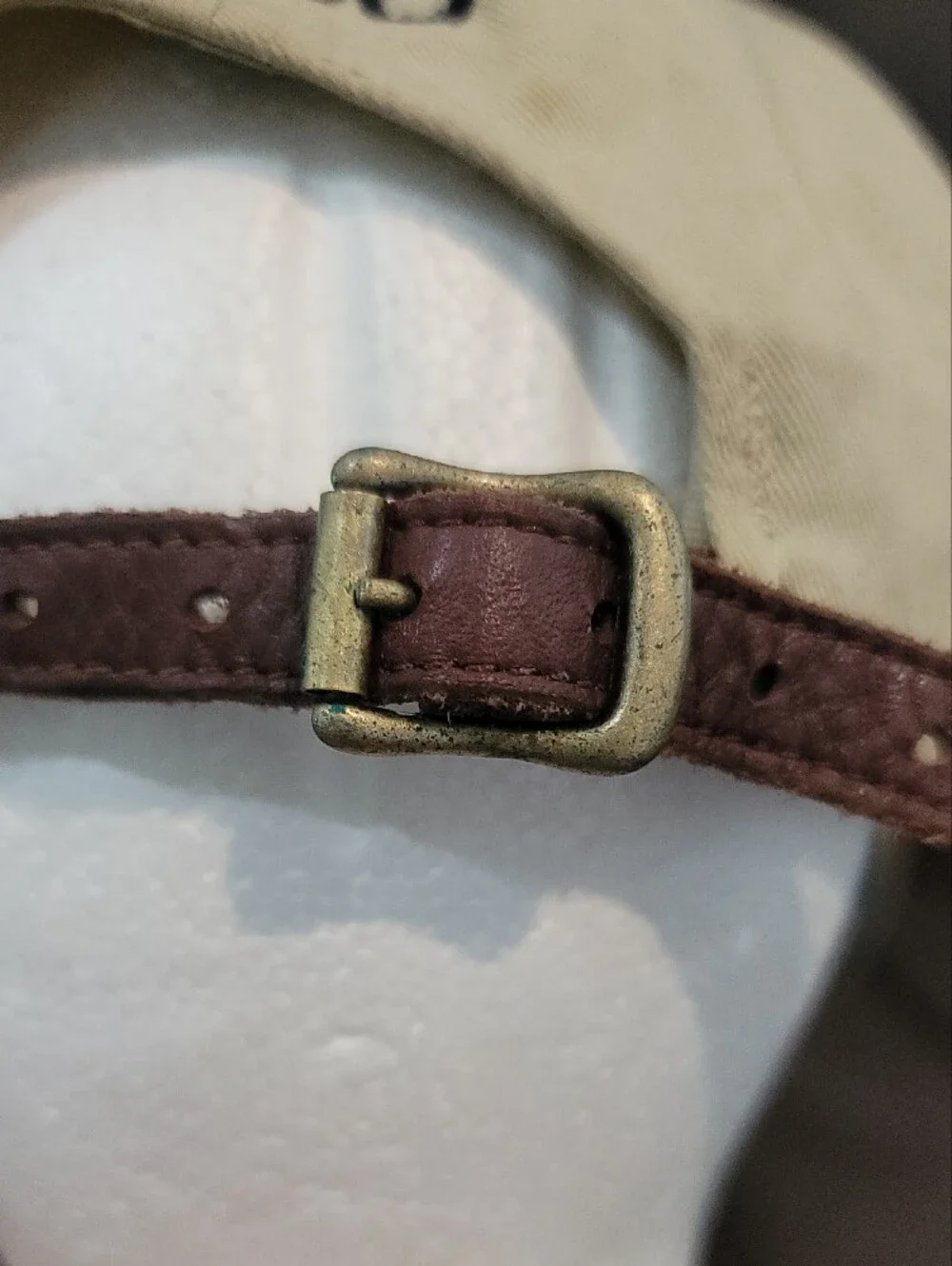 Polo Ralph Lauren Classic Baseball Cap - Khaki with Navy Logo Leather Strap